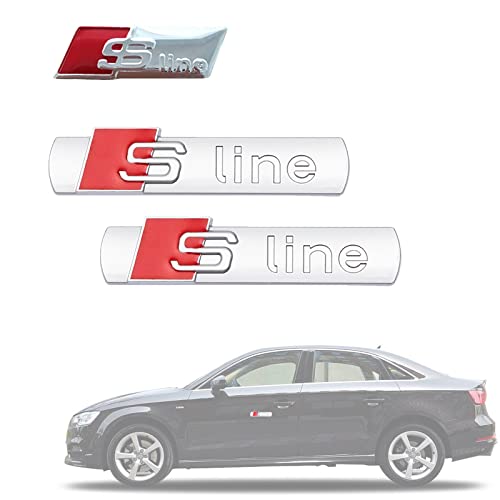 HPiano Sport S Logo Emblème,3 Pièces Emblème 3D Sport Logo,Autocollant de Voiture,Autocollant en Métal Logo 3D St Line, Emblème Extérieur de Voiture Signe,pour A3 A4 A5 A6 A7 TT Série Cover