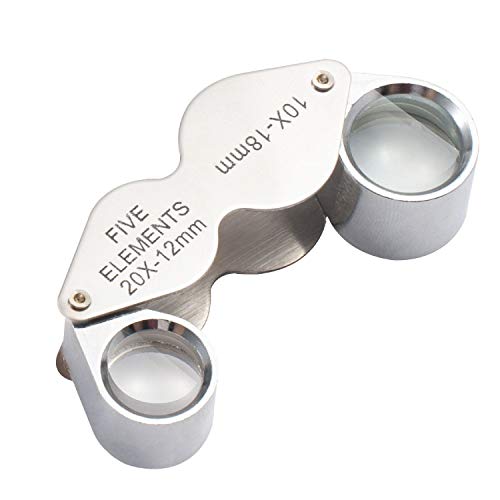 Insten Jewelers Loupe with Twin Lens, 10x 20x Magnifier for Gems Stones, Jewelry Magnifying Glass