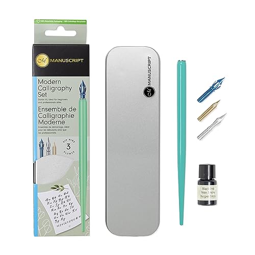Image of MANUSCRIPT Modern Calligraphy Pen - Stylish Selection of Pen, 3 Nibs and Black Ink Pot