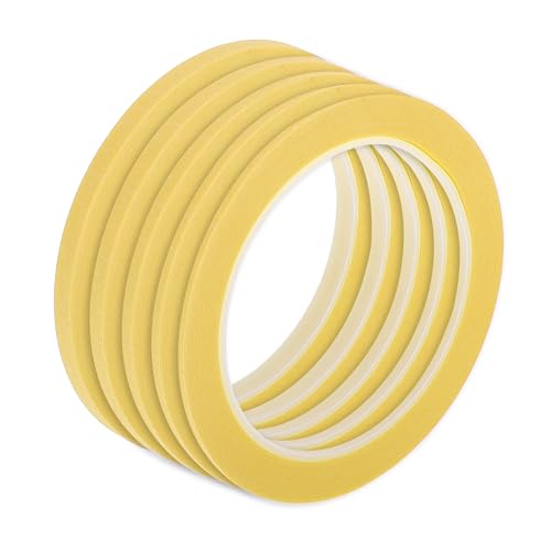 Image of Painters Tape Medium Tack Easy Removal Tape Yellow 5 Pcs 0.2cm /0.25cm /0.3cm /0.4cm /0.6cm x 25m
