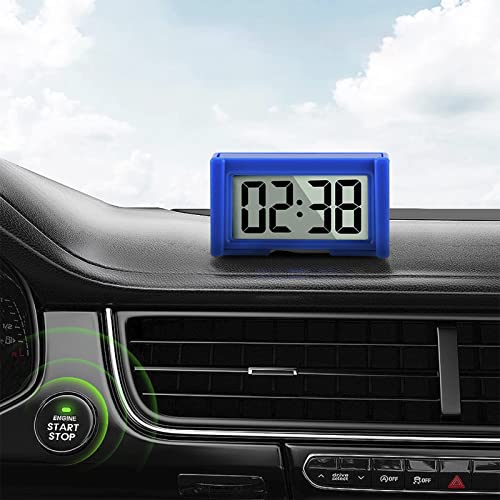 Image of YOUNGFLY 3PCS Small Digital Clock, Vehicle Adhesive Clock with Jumbo LCD Time & Day Display, Mini Car Dashboard Clock Battery Operated for Desktop Car Truck Dashboard & Air Vent (Black)