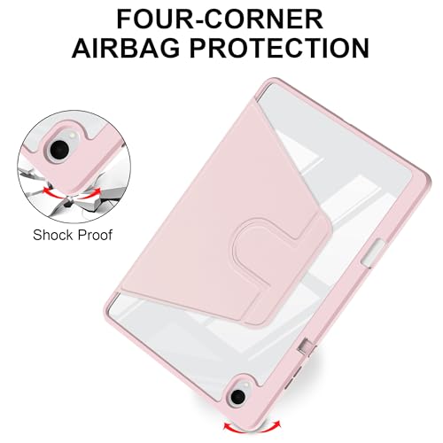 Coque Galaxy Tab S11 5G 11" 2025 rotative premium transparente et rose - 5