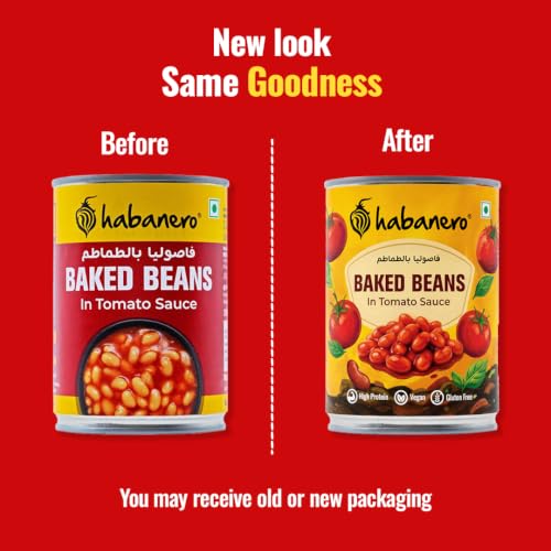 Image of Habanero Baked Beans in Tomato Sauce | Ready to Eat Baked Beans | High Protein & High Fibre | Breakfast Beans | 400g