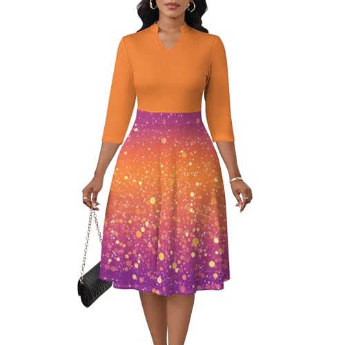 Image of PinkPatty Women's Casual A-line Midi Dresses 3 /4 Sleeve V Neck Fit and Flare Dress with Pockets