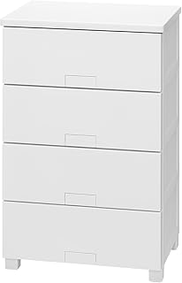 天馬(Tenma) 多段収納ケース フィッツチェストフルフラット 55cm幅 4段 ホワイト 幅55×奥行41×高さ85cm 完成品(組立不要) 5504