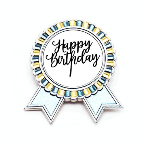 Broche Happy Birthday de taille M en métal pour accessoiriser un cadeau d'anniversaire