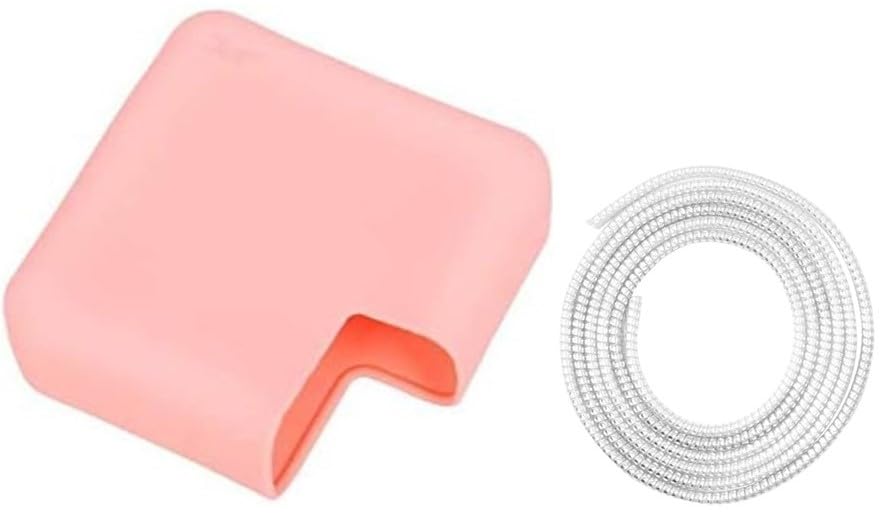 Image of Techmount Silicone Protective Cover with Silver Data Cable Potector Compatible with 29W /30W /35W MacBook Adapter Compatible with MacBook Air M2 M1 13 inch Models A2681 A2337 A2179 2020 (ONLY Cover)