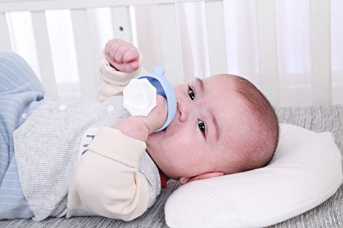 Mombella Mimi Mushroom Pacifier Shape Skin-Like Infant Soothing Teether Toy for 0-6 Months Sucking Needs Babies, Help with Breast Feeding weaning and Prevent Digit Sucking.Light Blue - Image 4