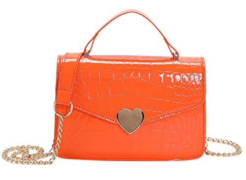 SHUIANGRAN Crossbody Bags for Women Leather Quilted Shoulder Bag Top Handle Clutch Handbag, Cute Shoulder Purse Orange