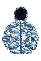 Mountain Warehouse Seasons Fur-Lined Kids Padded Jacket - Lightweight, Warm & Water-resistant Puffer Coat, Boys & Girls - For Autumn Winter, School & Outdoors Blue Kids Size 11-12 Years