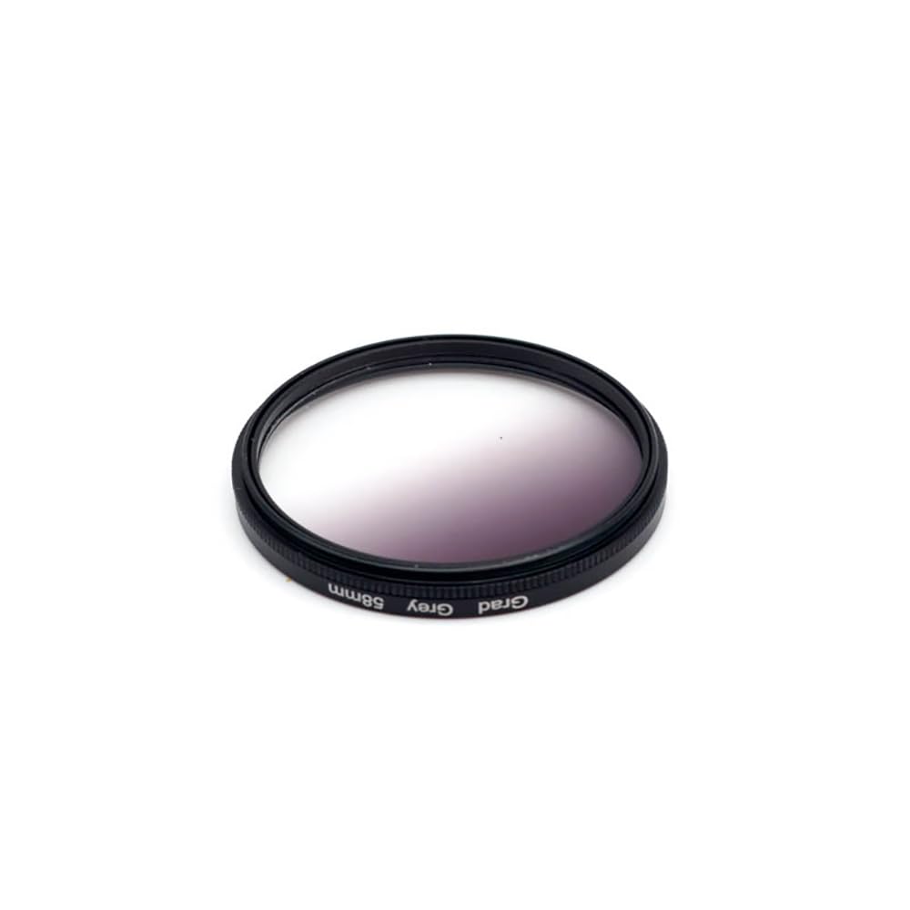 Filtro graduato universale – compatibile con obiettivi della fotocamera con filettatura filtro 37/40.5/43/46/49/52/55/58/62/67/72/77/82 mm per fotografia di paesaggio e architettura (58 mm, grigio)