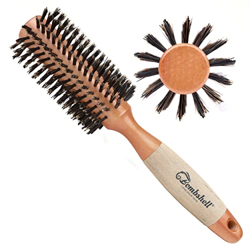 Bombshell Birch Wood Round Brush — Sustainable Boar Bristle Round Brush with Natural Birch Wood Handle, Round Hair Brush for Styling, Blow Out, and Curling 2.25"