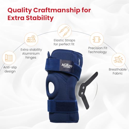 Image of AGEasy (Max Group Premia Hinged Knee Sleeve | Knee Brace For Sports, Pain Relief, Compression Support, Exercise, Running, Cycling | Soft & Lightweight (Large)