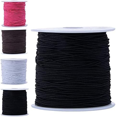 Bingcute 1.0MM Black Elastic Cord, 100 Yard (Black)