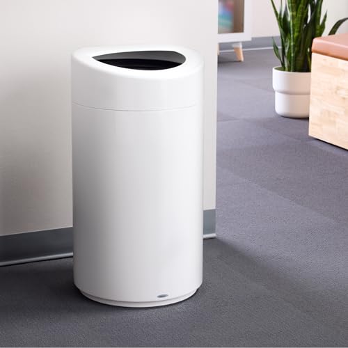 Safco Open Top Trash Can, 14 Gallon Stainless Steel Modern Garbage Can for Indoor Use, White by Safco - Image 4