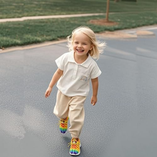 Kids' Tennis Shoes Breathable Sneakers for Boys Girls Running Shoes Comfortable Sports Footwear Yellow & Red Size Toddler 8.52