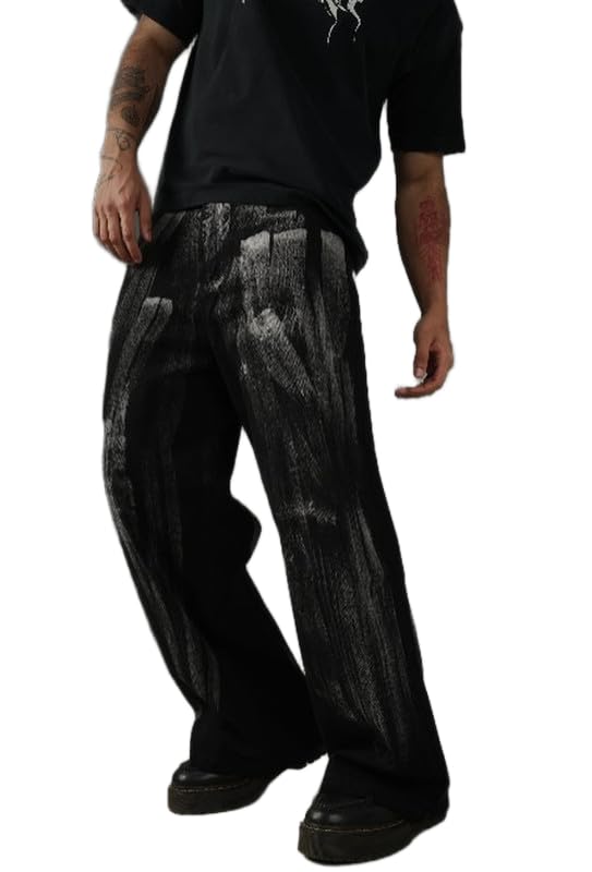 Image of CHAPTER 2 Brushed Baggy Denims Premium Black Relaxed Fit Jeans
