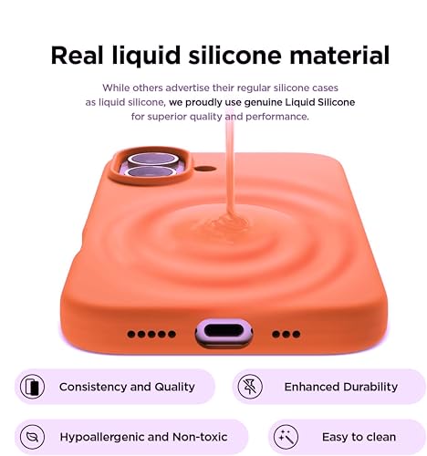 Image of SBMS Silicone Case for iPhone 17 6.3-Inch, Silky-Soft Touch Full-Body Protective Phone Case, Shockproof Back Cover for iPhone 17 (Orange)