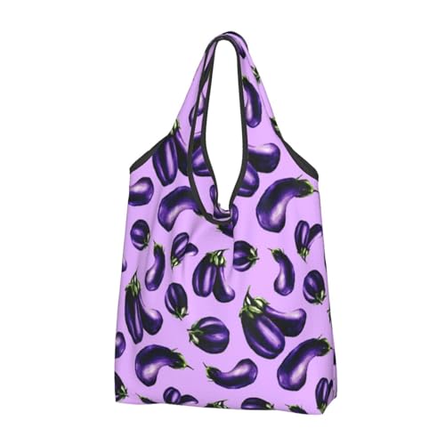 Sacs d'épicerie réutilisables VOSERY à motif aubergine et grandes poignées, lot de 3