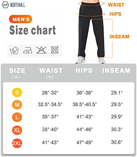 Northhill Men's Fleece Pants Warm Winter Cold Weather Thermal Windproof Athletic Workout Lined Sweatpants Zipper Pockets Black M #TOP5