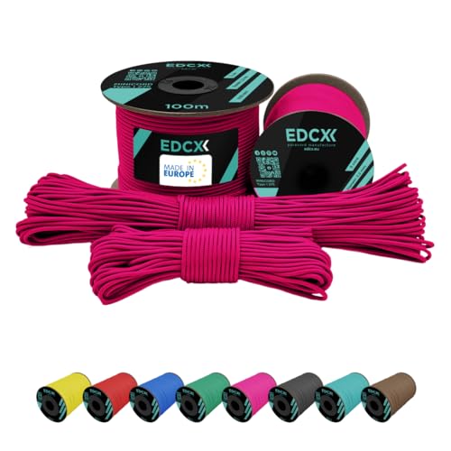 EdcX 2 mm Nylon Paracord 275 (15, 30, 50 And 100 m)– 100% Nylon Rope, 3-Strand Cord, Nylon Cord 2 mm in Many Colours (Sofit Pink, 30 m)