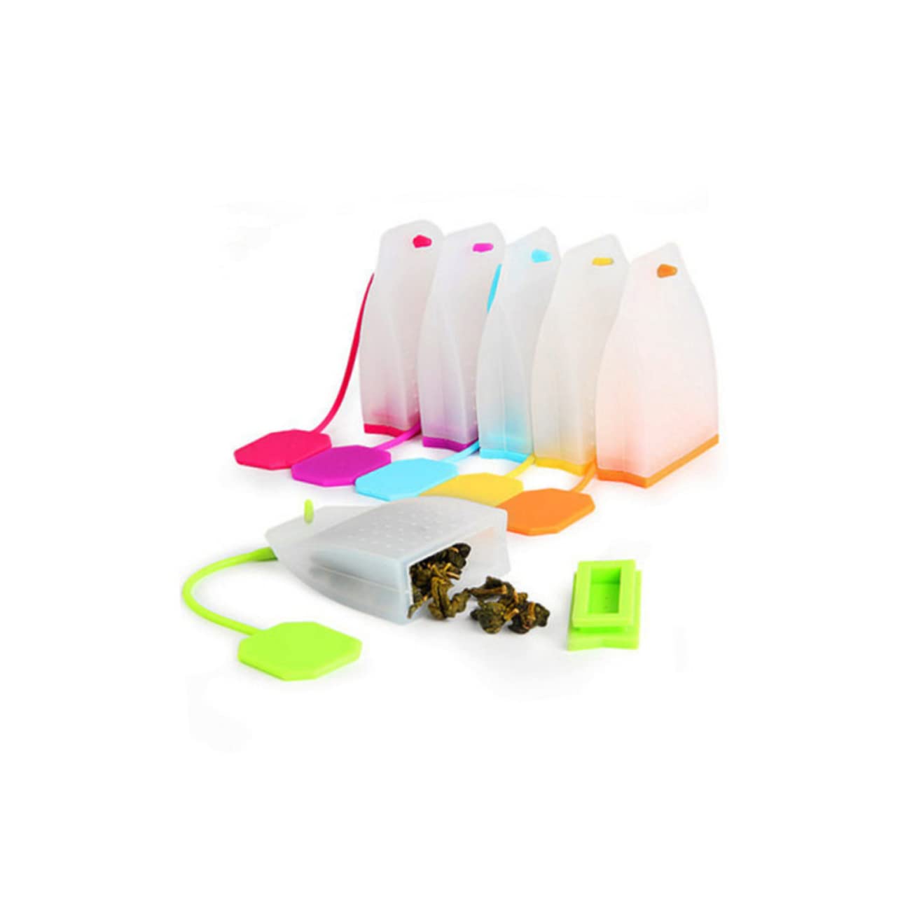 OUNONA 18 Piezas infusor de té suelto cocinando colador de taza de té bolsas de té filtro de té de silicona colador de té de silicona fresa bolsa de té herramientas pequeñas tetera
