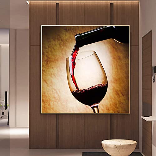 Art mural verre à vin rouge toile peinture photos murales nordiques bar cuisine maison