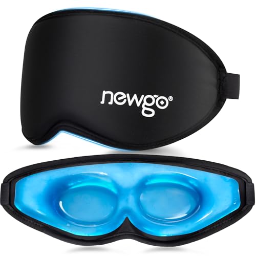 NEWGO 3D Cooling Sleep Mask, Weighted Cooling Gel Eye Mask for Sleeping, Cold Eye Mask, Hot Cold Therapy Blackout Sleep Mask for Puffiness, Dark Circles, Dry Eyes, Headaches and Stress Relief