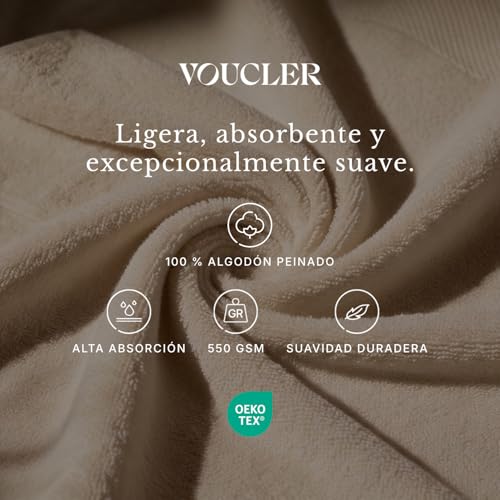 Toallas de ducha de 70x140 Oasis para baño: juego de 2 toallas de algodón beige absorbentes 5