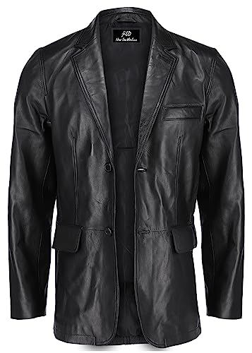 Lambskin Leather Jacket Men Casual Coat – Notched Collar Classic Bond’s Style Ultimate Leather Blazer For Men (Black, X-Large) #TOP1