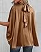 BTFBM Womens Summer Tops 2026 Mock Neck Batwing Sleeve Silk Satin Shirts Loose Oversized Dressy Casual Spring Blouses(Brown, X-Large)