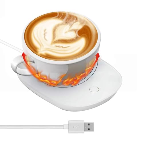Calentador de Tazas de Café, Calentador de Tazas para Escritorio, USB Calentador de Tazas Inteligente, para Oficinas y Hogares, Blanco