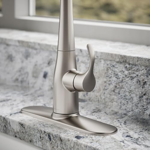 Image of KOHLER K-597-VS Simplice Pull Down Kitchen Faucet, 3-Spray Faucet, Kitchen Sink Faucet with Pull Down Sprayer, Vibrant Stainless