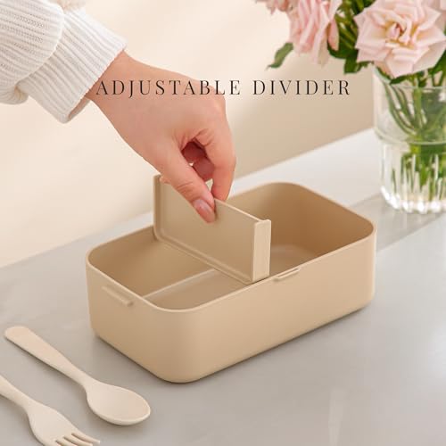 Image of Bento Lunch Box,1780ml 3-Layer Leakproof Tiffin Box with Bottle 450ml, 3 Compartments, BPA-Free Bamboo Fiber Bento Lunch Box for Kids & Adults Boys & Girls, Ideal for School, Office & Gifting