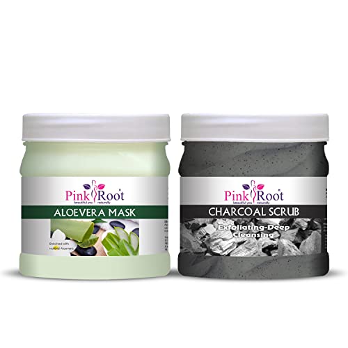 Image of Pink Root Aloe Vera Mask 500gm with Charcoal Scrub 500gm