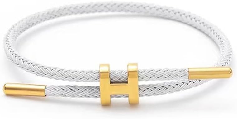 SEEDRILL Bracelets for Women Men Adjustable Charm Bracelet Titanium Steel Wire Rope Bracelets 18k Gold-Plated H-Shape Buckle Design Womens Gift Jewelry