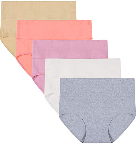 Image of Innersy Women's 5 Pack High Waist Tummy Control Solid Color Cotton Briefs Panties