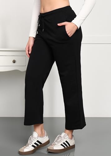 Image of Alan Jones Clothing Women's Relaxed Fit Mid Rise Solid Wide Legs Track Pant