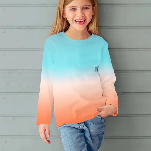 Kids Spring Casual Long Sleeve Shirts Trendy Gradient Thin Sweatshirts Girls Boys Loose Soft Base Pullover Tops4