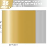 A4 złoty i srebrny arkusz lustrzany, 26 arkuszy (13 złotych + 13srebrnych) 250 g/m²