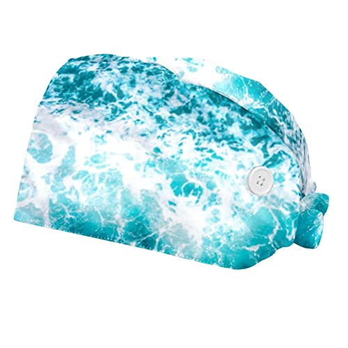 Chapeaux bouffants motif vague d'eau pour rester serein en cuisine ou laboratoire