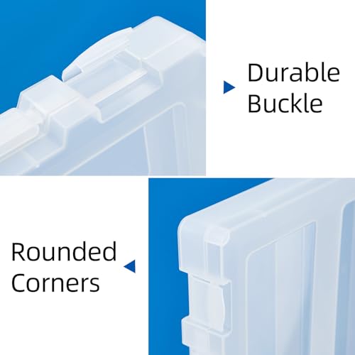 Image of 8 Pack Paper Storage Boxes, 8.5 x 11 Plastic Portable Project Case for US letter Size and A4 paper, Plastic Multi-Purpose Thick Scrapbook Storage Box for Office,Craft or Art Supplies