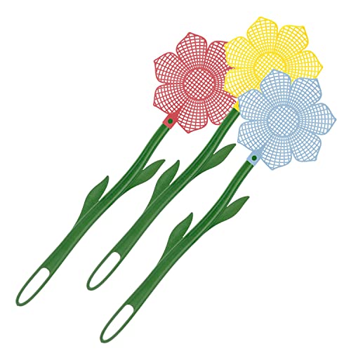 Westmark 3 fly swatters in flower shape, plastic, flower, green/assorted colours, 509522E3, 3 items