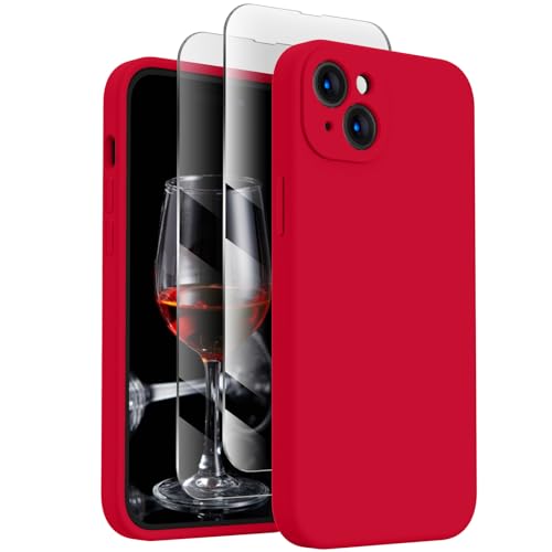 Image of FireNova Designed for iPhone 15 Case, Silicone Upgraded [Camera Protection] Phone Case, Soft Anti-Scratch Microfiber Lining Inside, 6.1 inch, Deep Red