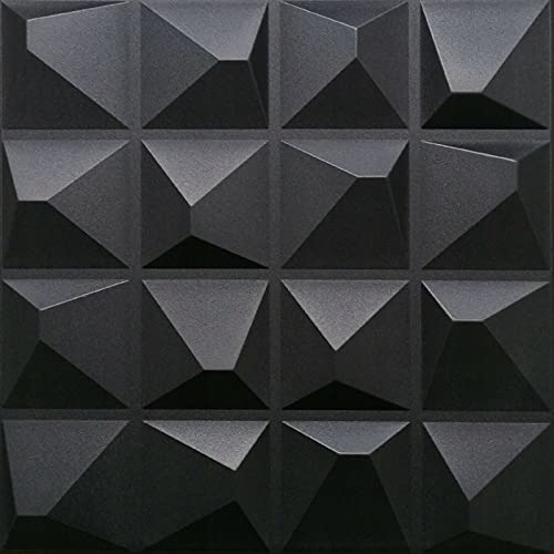 Deccart Platten 3D Polystyrol Wand Decke Paneele Wandplatten 50x50cm PYRAMIDE | 2 m², 8 Stück | schwarz Cover
