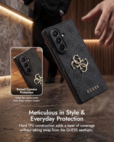 Image of CG MOBILE Guess [Official Licensed], Protective Case Designed for Galaxy Z Fold 8 Ultra | 4G PU Case with Big 4G & Classic Metal Logo - Black