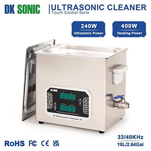 DK-SONIC-Touch-Ultrasonic-Cleaner-with-HeaterDigital-Timer-and-Basket-Multiple-Cleaning-Mode-for-Lab-Tools-Metal-Parts-Carburetor-Fuel-Injector-Brass-Auto-Parts-Engine-Parts-etc-10L-110V