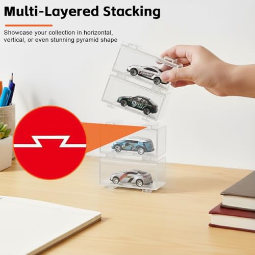 Image of HASTHIP 5Pcs Stackable Diecast Car Display Box, 1: 64 Individual Door
