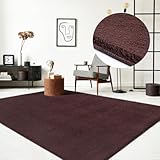 the carpet Relax - Alfombra Moderna y mullida de Pelo Corto, para salón, Parte Inferior Antideslizante, Lavable hasta 30 Grados, Muy Suave, Burdeos, 200 x 280 cm