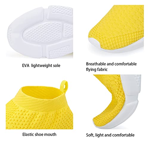 WXQ Women's Athletic Walking Shoes Lightweight Fashion Sneakers Breathable Running Shoes Yellow 35 - Thumbnail 4